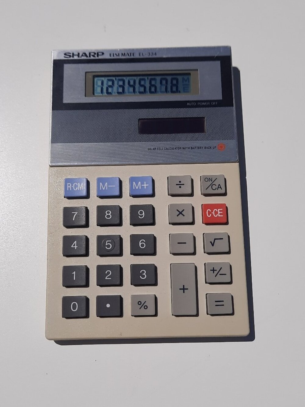 VTG Sharp ELSI MATE EL-334 70s RARE Calculator Twin Power Tan Tested Working